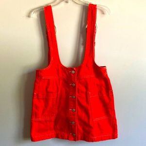 Vintage style red Forever 21 skirt overalls size large.